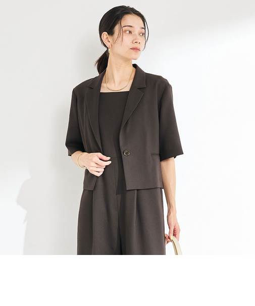 Softリネンライク ショートスリーブ ジャケット -マシンウォッシャブル・吸水速乾-