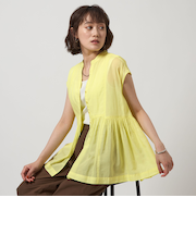 ボイル ギャザー ハオリ ショートスリーブ ブラウス