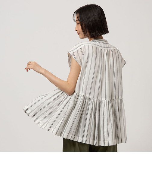 ボイル ギャザー ハオリ ショートスリーブ ブラウス