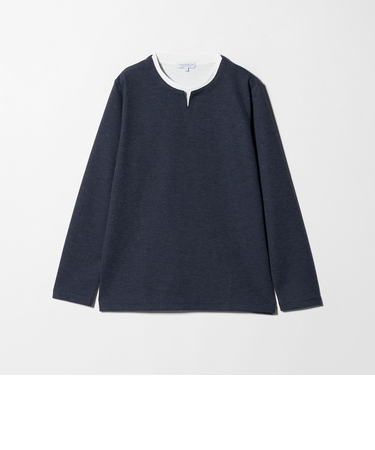 メランジ ジャガード フェイクレイヤード キーネックカットソー<A DAY IN THE LIFE>