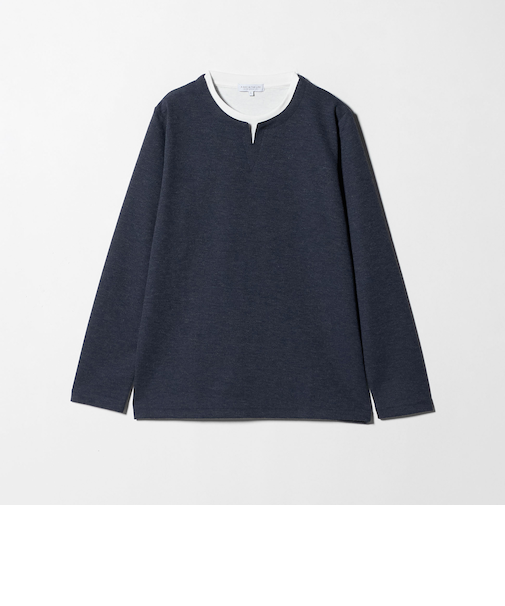 メランジ ジャガード フェイクレイヤード キーネックカットソー<A DAY IN THE LIFE>