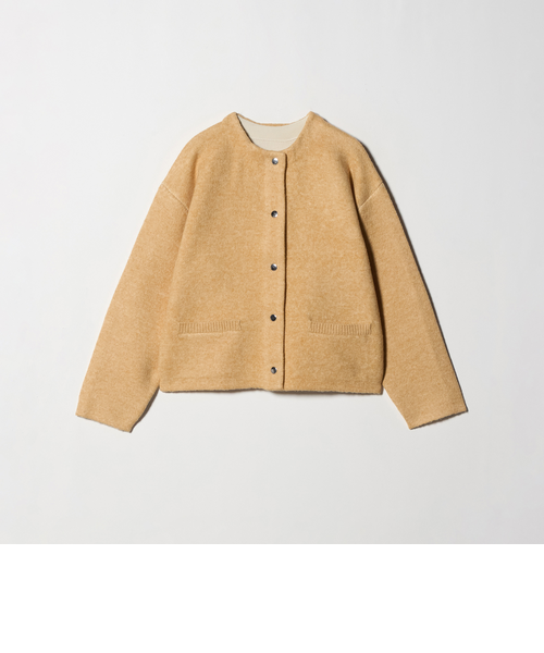 ♪送料無料★B&Y UNITED ARROWS★スナップ カーディガン★灰★L♪ ダブルフェイス スナップカーディガン ＜A DAY IN THE LIFE