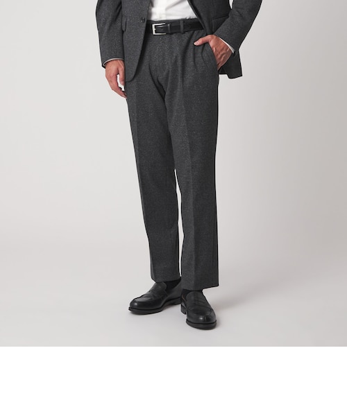 【NAVY】メランジ ジャージーチェック ノープリーツ スラックス-セットアップ対応-<A DAY IN THE LIFE> メランジ ジャージーチェック ノープリーツ スラックス-セットアップ