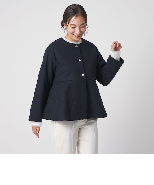 ニットメルトン ペプラム ショートコート ＜A DAY IN THE LIFE