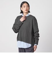 バルキーアクリル ニット＋シャツ ‐ウォッシャブル‐＜A DAY IN THE LIFE＞