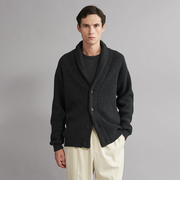 ＜SOVEREIGN＞ウール カシミヤ アゼ ショールカラー カーディガン