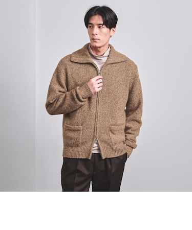 キャメル ミックス ジップアップ ブルゾン