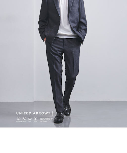 テック デニムライク ノープリーツ スラックス UA COZY -撥水・ウォッシャブル-