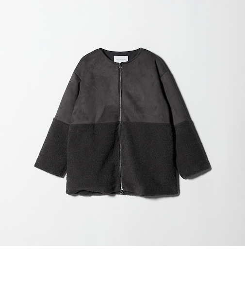 フェイクムートン ボア ノーカラーコート <A DAY IN THE LIFE>