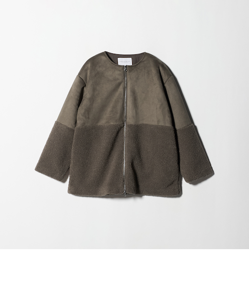 フェイクムートン ボア ノーカラーコート ＜A DAY IN THE LIFE＞