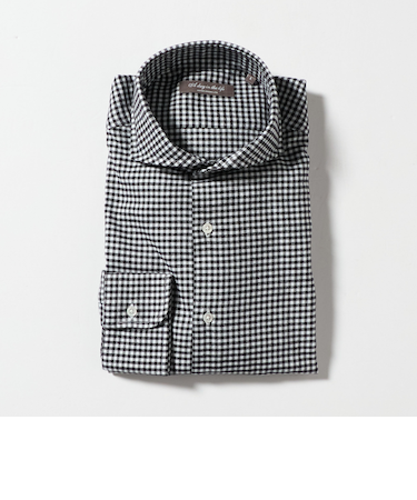 チェック フラノ カッタウェイカラーシャツ-イージーケア-<A DAY IN THE LIFE>