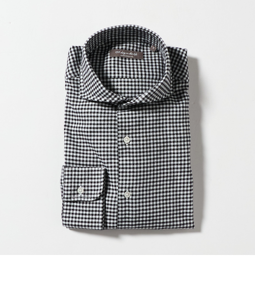 チェック フラノ カッタウェイカラーシャツ-イージーケア-<A DAY IN THE LIFE>