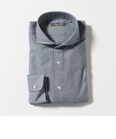 チェック フラノ カッタウェイカラーシャツ-イージーケア-<A DAY IN THE LIFE>