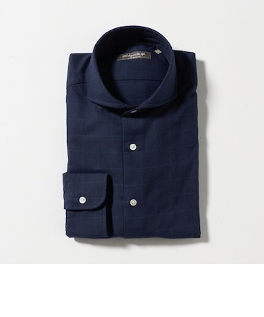 チェック フラノ カッタウェイカラーシャツ-イージーケア-<A DAY IN THE LIFE>