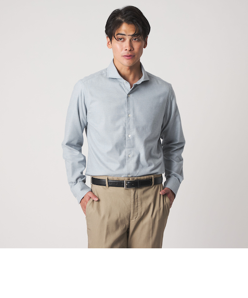 メランジ フラノ カッタウェイカラーシャツ-イージーケア-＜A DAY IN THE LIFE＞