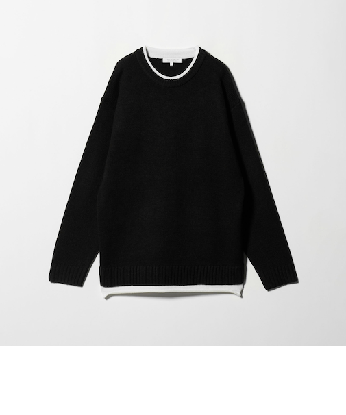 ミドルゲージ フェイクレイヤード ニット-ウォッシャブル-<A DAY IN THE LIFE>