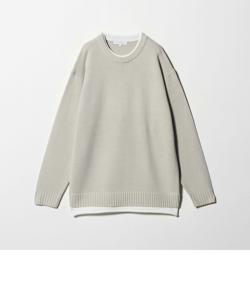 ミドルゲージ フェイクレイヤード ニット-ウォッシャブル-<A DAY IN THE LIFE>