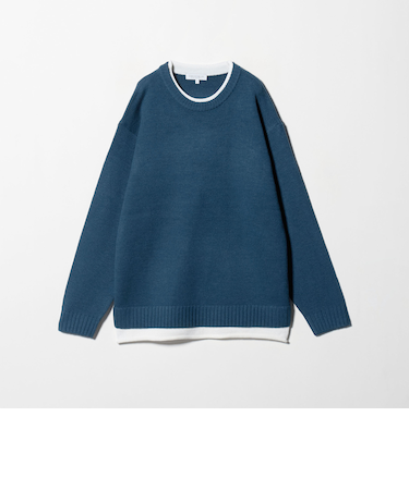 ミドルゲージ フェイクレイヤード ニット-ウォッシャブル-<A DAY IN THE LIFE>