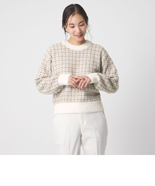 ツイードライク クルーネックニット <A DAY IN THE LIFE>