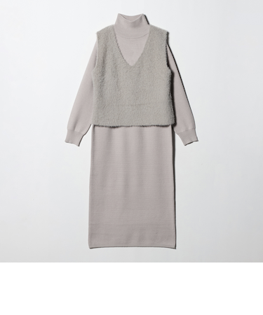 フェザーベスト+ハイネックワンピース <A DAY IN THE LIFE>