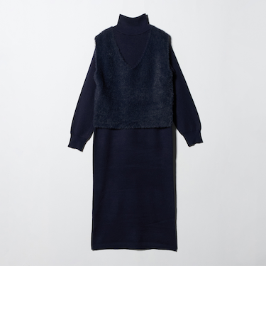 フェザーベスト+ハイネックワンピース <A DAY IN THE LIFE>