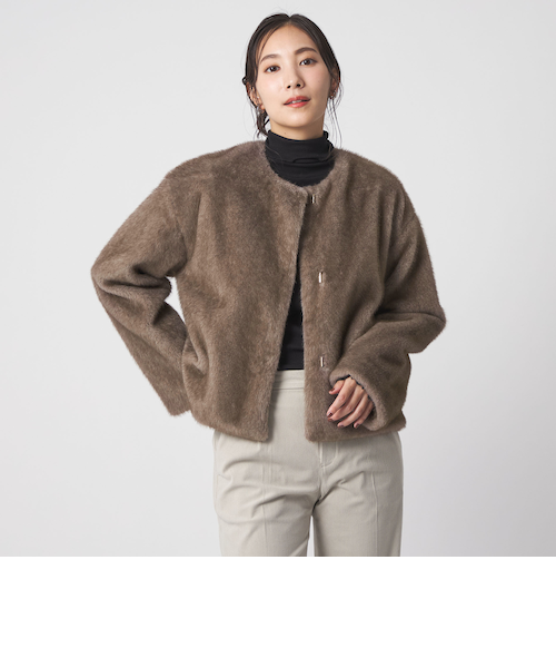 フェイクファー ノーカラーブルゾン ＜A DAY IN THE LIFE