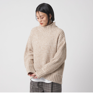 バルキーアクリル メランジケーブル ハイネックニット <A DAY IN THE LIFE>