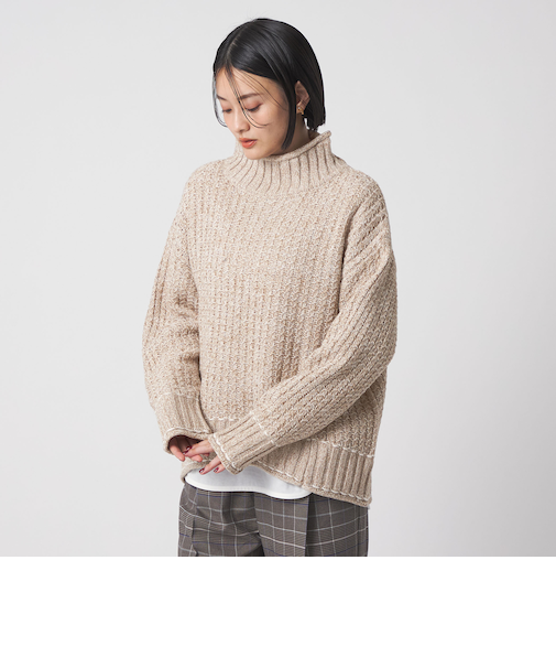 バルキーアクリル メランジケーブル ハイネックニット <A DAY IN THE LIFE>