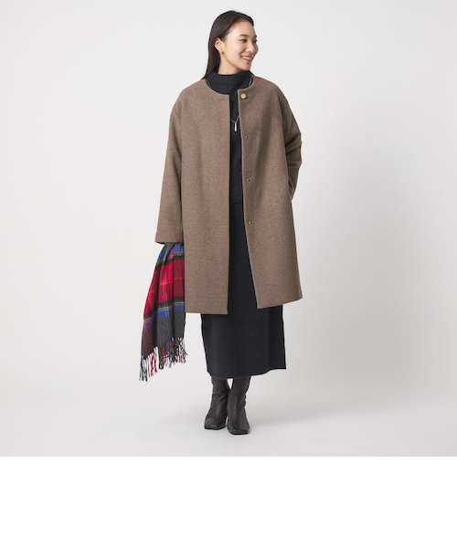 カシミヤブレンド ノーカラーコート ＜A DAY IN THE LIFE
