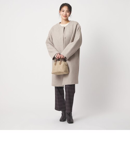 カシミヤブレンド ノーカラーコート ＜A DAY IN THE LIFE