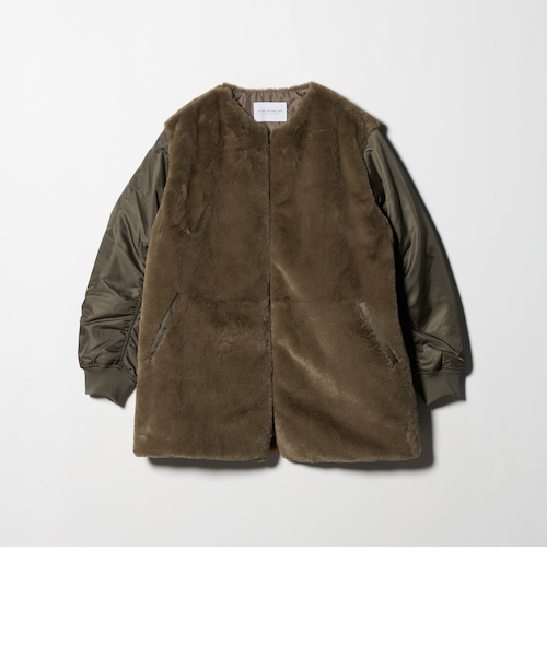 a day in the life フェイクファーコンビブルゾン フェイクファー×ナイロン コンビブルゾン ＜A DAY IN THE LIFE