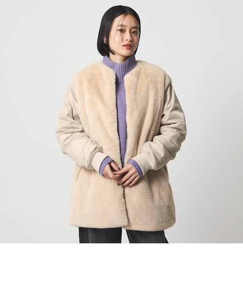 a day in the life フェイクファーコンビブルゾン フェイクファー×ナイロン コンビブルゾン ＜A DAY IN THE LIFE