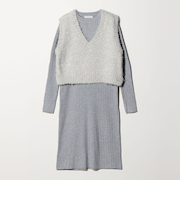 Vネックベスト＋リブワンピース ＜A DAY IN THE LIFE＞