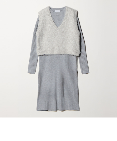 Vネックベスト+リブワンピース <A DAY IN THE LIFE>