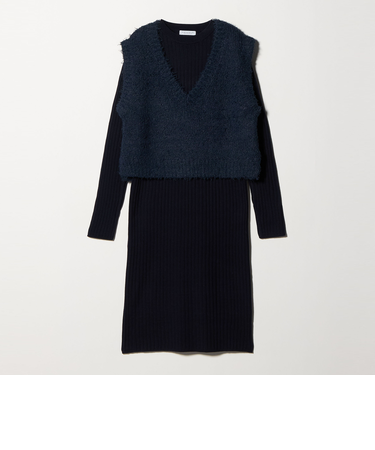 Vネックベスト＋リブワンピース ＜A DAY IN THE LIFE＞