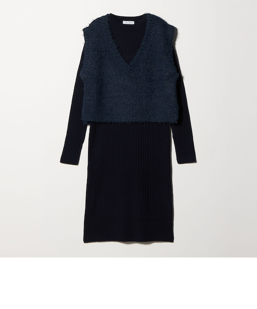 Vネックベスト＋リブワンピース ＜A DAY IN THE LIFE＞