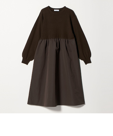 ニット×タフタ コンビギャザー ワンピース ‐ウォッシャブル‐ <A DAY IN THE LIFE>