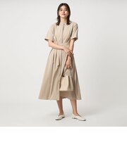 ウエスト ベルト ショートスリーブ ワンピース  -マシンウォッシャブル-