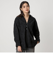 ジャガード スキッパー ブラウス