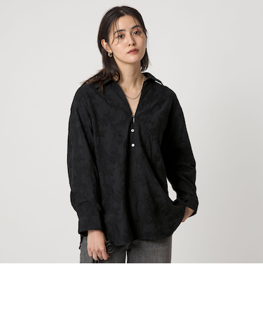 ジャガード スキッパー ブラウス