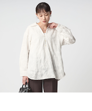 ジャガード スキッパー ブラウス