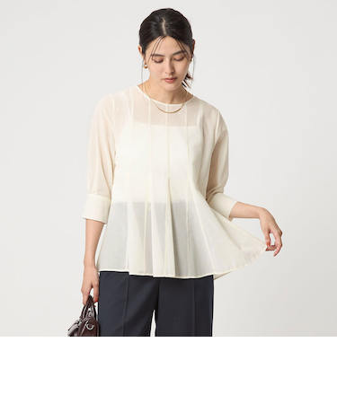 ナローペプラム 7分袖 ブラウス