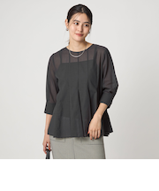 ナローペプラム 7分袖 ブラウス