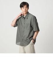 ミニ オンブレ チェック ジャストルーズ レギュラーカラー シャツ -通気性-