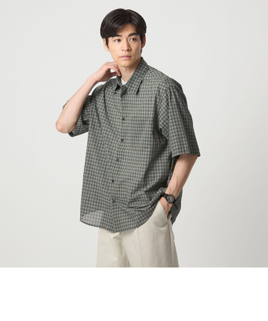 ミニ オンブレ チェック ジャストルーズ レギュラーカラー シャツ -通気性-