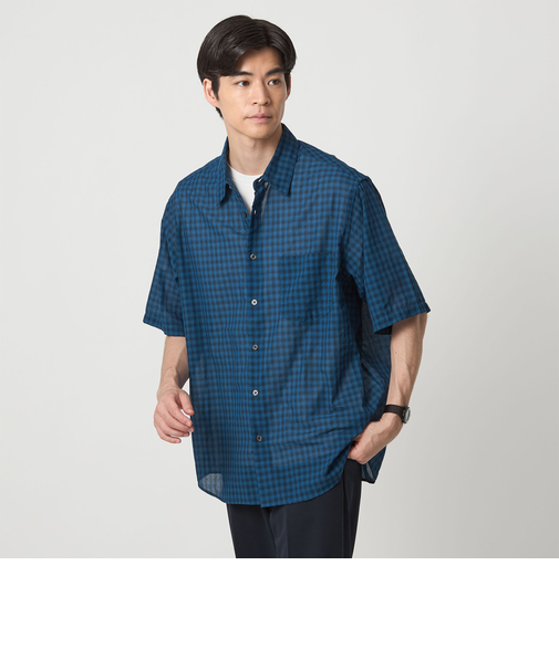 ミニ オンブレ チェック ジャストルーズ レギュラーカラー シャツ -通気性-