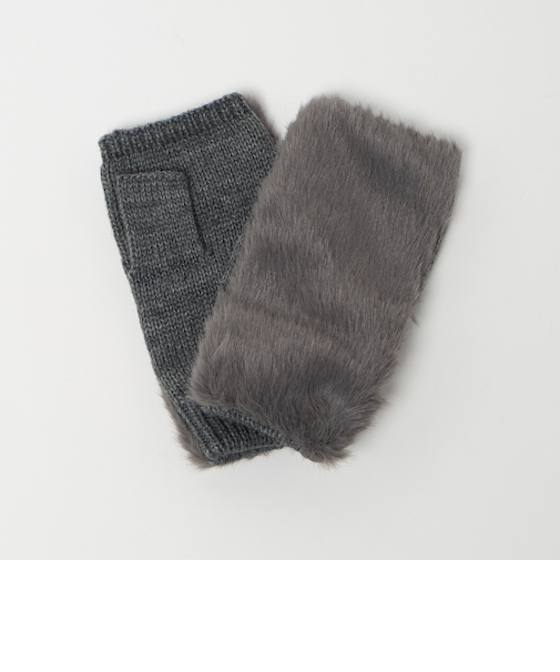 フェイクファー×ニット フィンガーレスグローブ 手袋 ＜A DAY IN THE LIFE＞