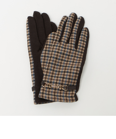 チェックジャージー グローブ 手袋 ブラウン ＜A DAY IN THE LIFE＞