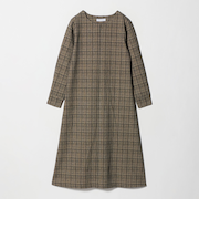 ブラッシュジャガード チェック フレアワンピース ‐ウォッシャブル‐＜A DAY IN THE LIFE＞