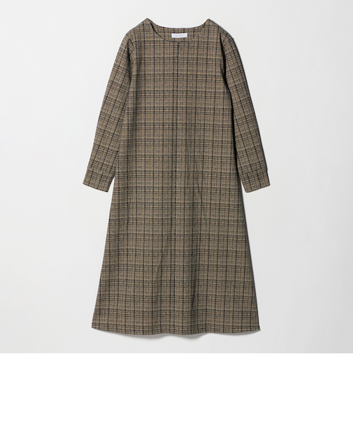 ブラッシュジャガード チェック フレアワンピース ‐ウォッシャブル‐＜A DAY IN THE LIFE＞